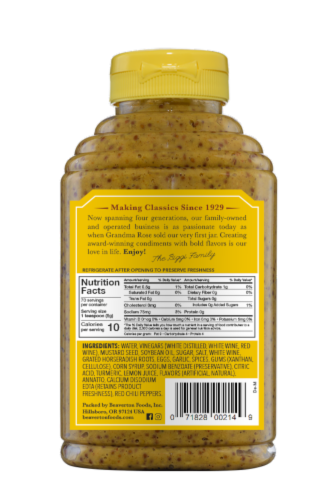 Beaver Brand Deli Mustard Perspective: back