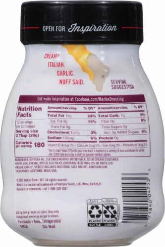 Marie's Creamy Italian Garlic Dressing Perspective: back