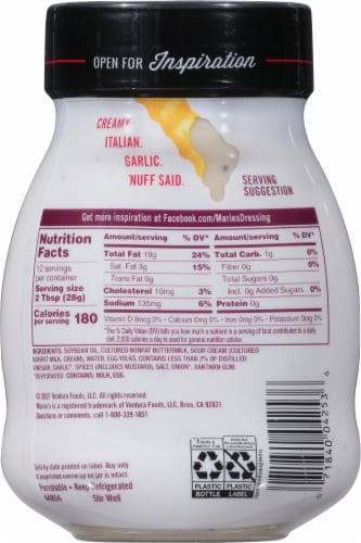 Marie's Creamy Italian Garlic Dressing Perspective: back