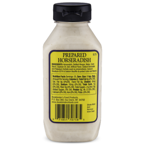 Bookbinder's® Prepared Horseradish Perspective: back