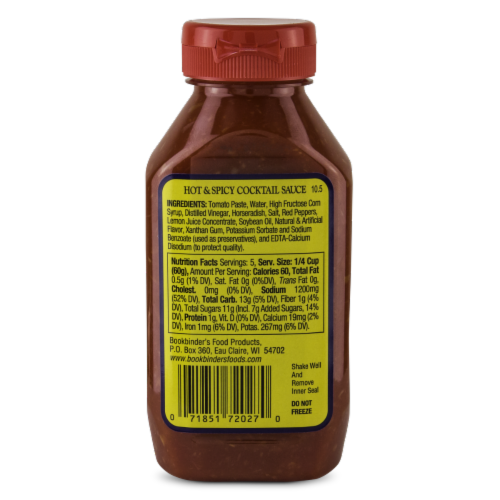 Bookbinder's Hot & Spicy Cocktail Sauce Perspective: back