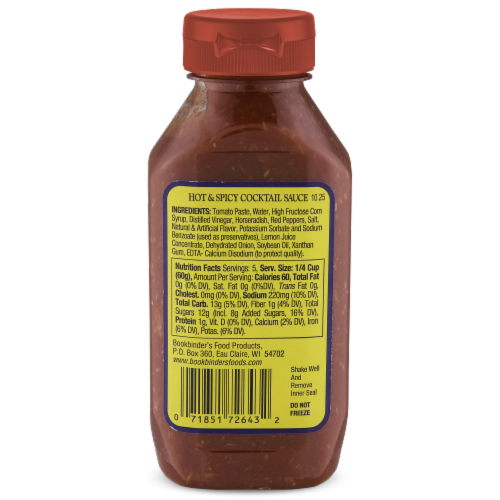 Bookbinder's® Hot & Spicy Cocktail Sauce Perspective: back
