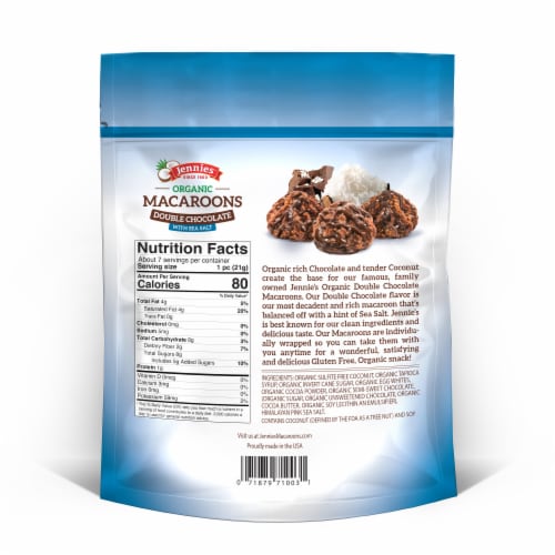 Jennies Organic Double Chocolate Sea Salt Macaroons Perspective: back