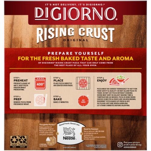 DIGIORNO Spinach Mushroom & Garlic Frozen Pizza on a Rising Crust Perspective: back
