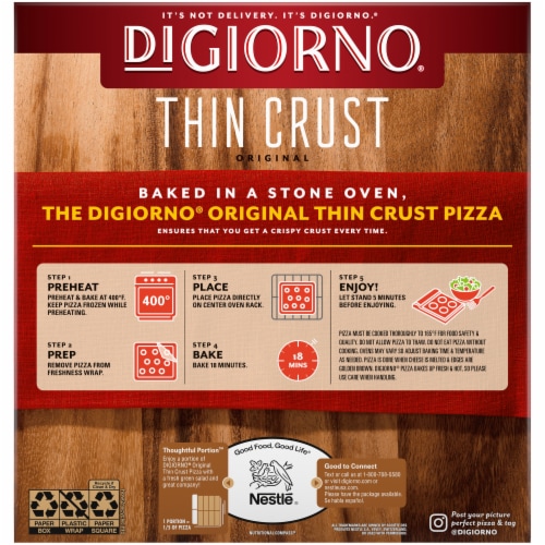 DIGIORNO Original Thin Crust Four Meat Frozen Pizza Perspective: back