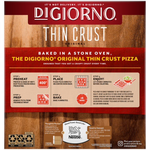 DIGIORNO Pepperoni Frozen Pizza on a Thin Crust Perspective: back