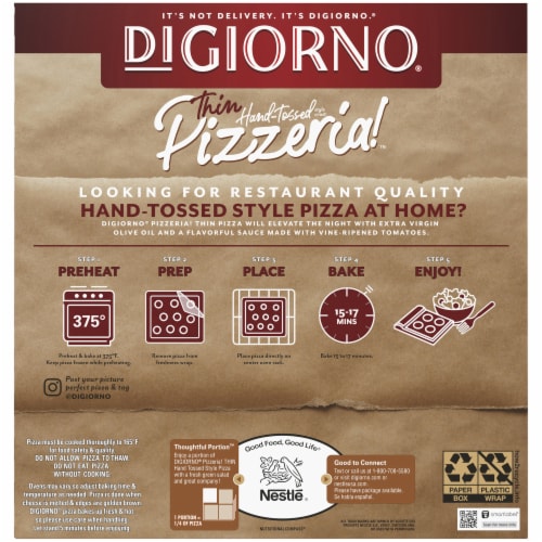 DIGIORNO Pizzeria! Margherita Frozen Pizza on a Thin Hand-Tossed Style Crust Perspective: back