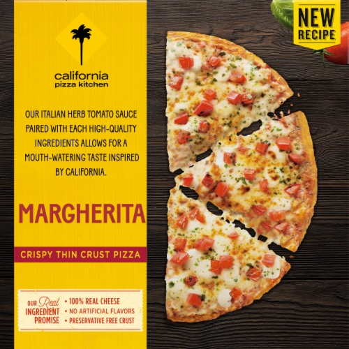 California Pizza Kitchen Margherita Recipe Crispy Thin Crust Frozen Pizza Perspective: back