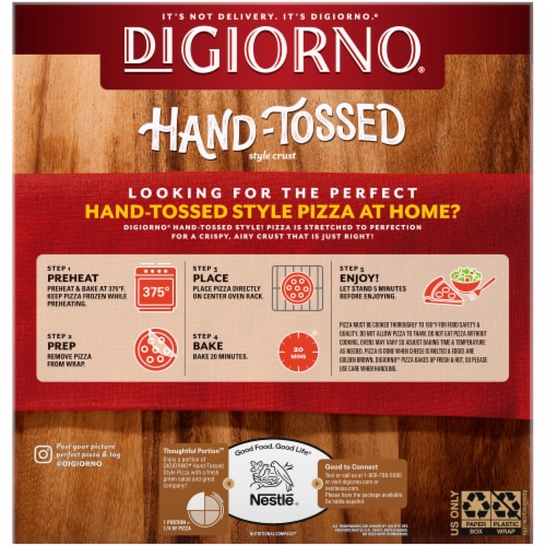 DIGIORNO® Three Meat Frozen Pizza on a Hand-Tossed Style Crust Perspective: back