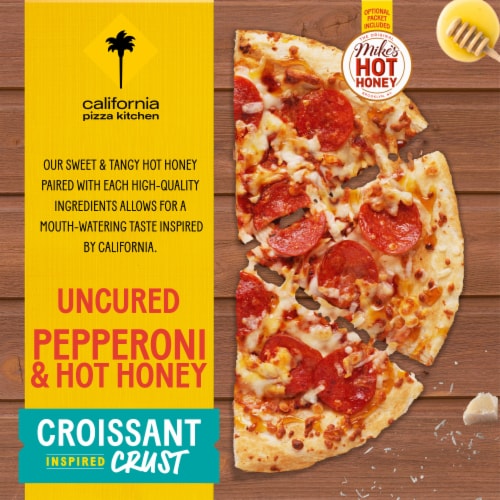 California Pizza Kitchen Uncured Pepperoni and Hot Honey Croissant Crust Frozen Pizza Perspective: back