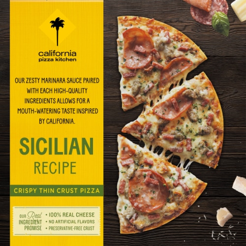 California Pizza Kitchen Sicilian Recipe Crispy Thin Crust Frozen Pizza Perspective: back