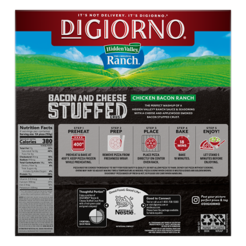 DIGIORNO Bacon & Cheese Stuffed Crust Chicken Bacon Ranch Rumble Frozen Pizza Perspective: back