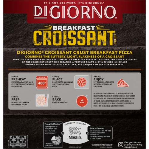 DIGIORNO Eggs Benedict Inspired Croissant Crust Breakfast Frozen Pizza Perspective: back