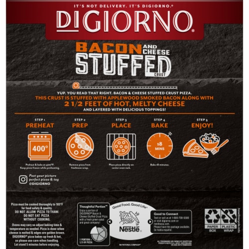 DiGiorno Better With Bacon Frozen Pizza on a Bacon and Cheese Stuffed Crust Perspective: back