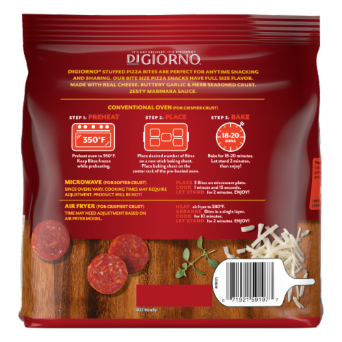 DIGIORNO Stuffed Pepperoni Pizza Bites Frozen Snacks Perspective: back