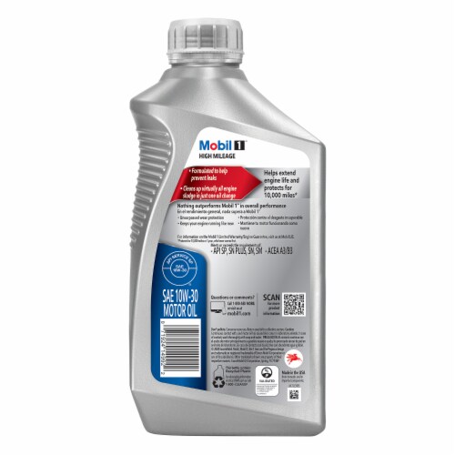 Mobil 1 High Mileage 10W30 Advanced Full Synthetic Motor Oil, 1 qt