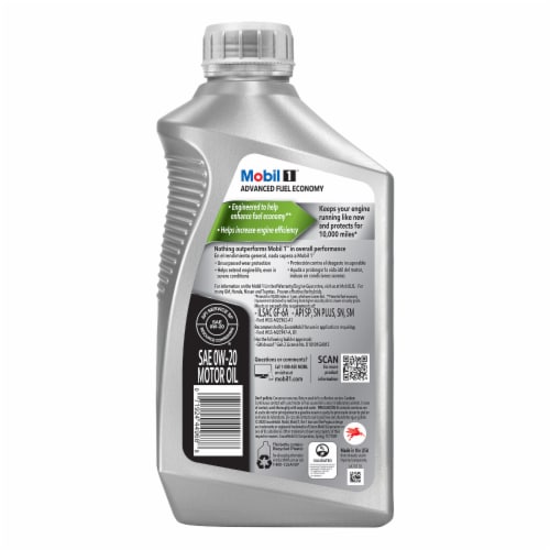 Mobil 1™ Advanced Fuel Economy 0W-20 Advanced Full Synthetic Motor Oil Perspective: back