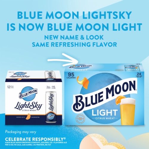 Blue Moon Light Citrus Wheat Craft Beer Perspective: back