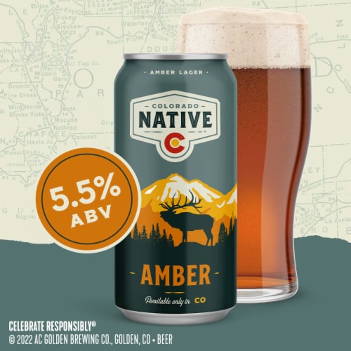 Colorado Native Amber Lager Craft Beer Perspective: back