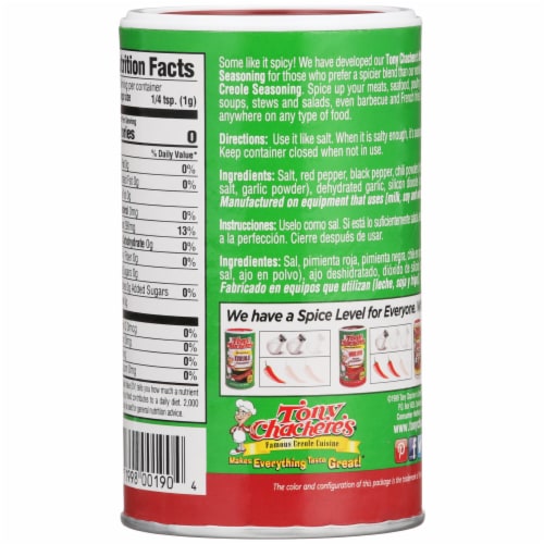 Tony Chachere's® More Spice Creole Seasoning Perspective: back