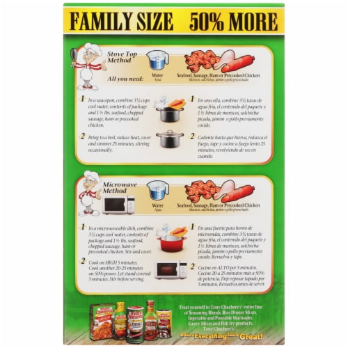 Tony Chachere's® Creole Jambalaya Dinner Mix Perspective: back