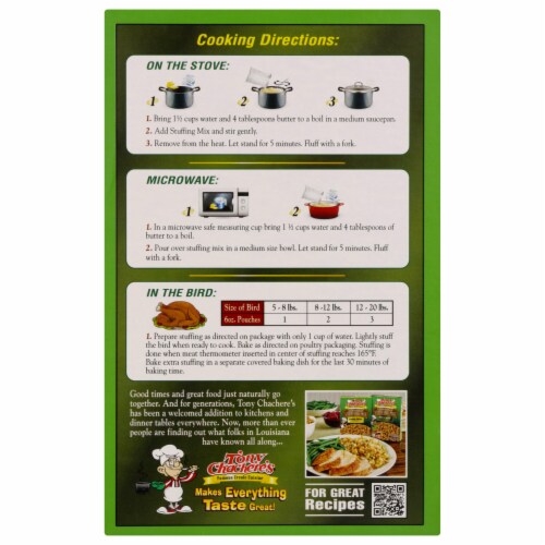 Tony Chachere's® Classic Creole Cornbread Stuffing Mix Perspective: back