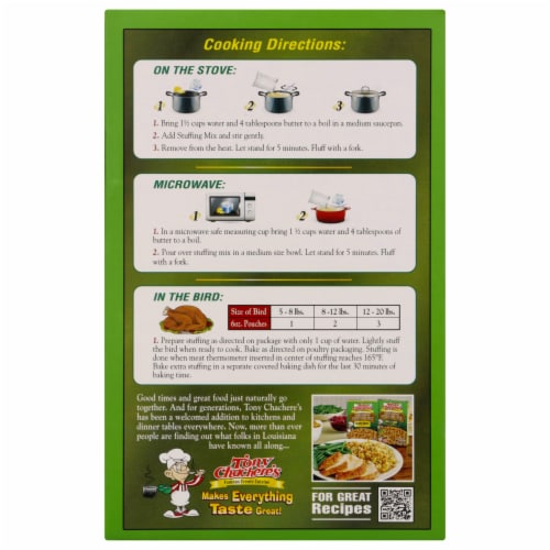 Tony Chachere's® Spice & Herbs Cornbread Stuffing Mix Perspective: back