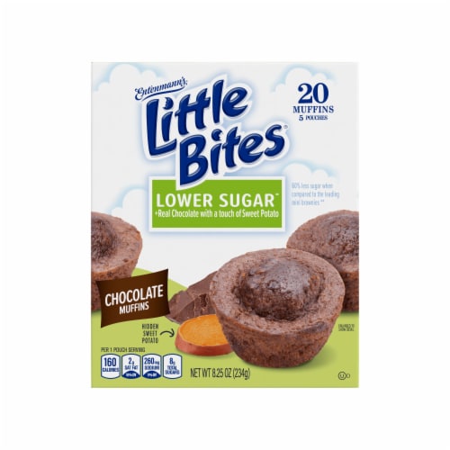 Entenmann's Little Bites Lower Sugar Chocolate Mini Muffins Pouches Perspective: back