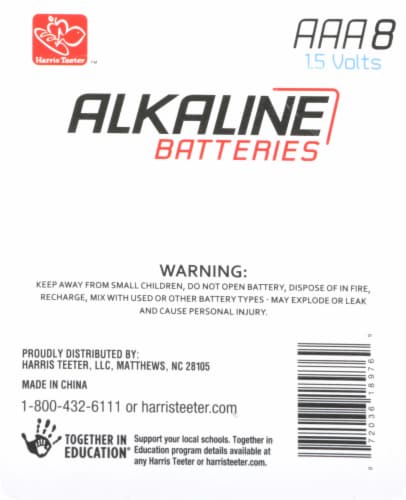 Harris Teeter Alkaline AAA  Batteries - 8 Pack Perspective: back