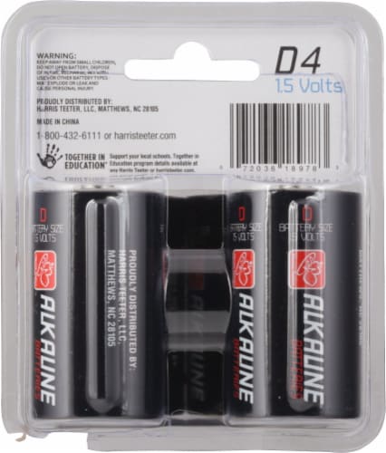Harris Teeter Alkaline D Batteries - 4 Pack Perspective: back