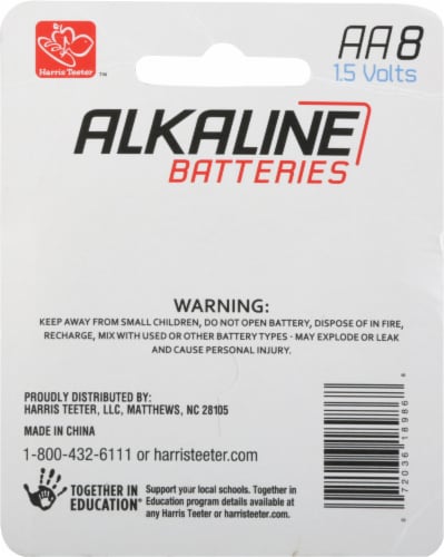Harris Teeter Alkaline AA  Batteries - 8 Pack Perspective: back