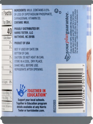 Harris Teeter® Evaporated Milk Perspective: back