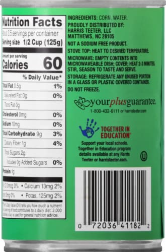 Harris Teeter™ No Salt Added Supersweet Golden Whole Kernel Corn Perspective: back
