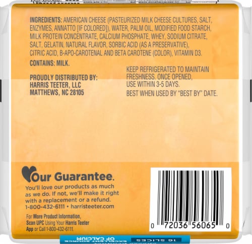Harris Teeter™ Wrapped Cheese Singles 16 Count - 12 Ounces Perspective: back