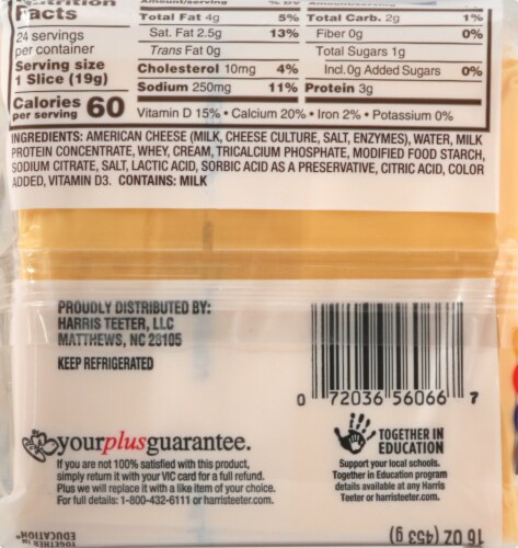 Harris Teeter™ American Cheese Singles Perspective: back