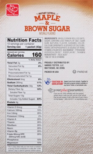 Harris Teeter® Maple & Brown Sugar Instant Oatmeal Perspective: back
