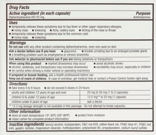 Harris Teeter® Allergy Relief 25mg Capsules Perspective: back