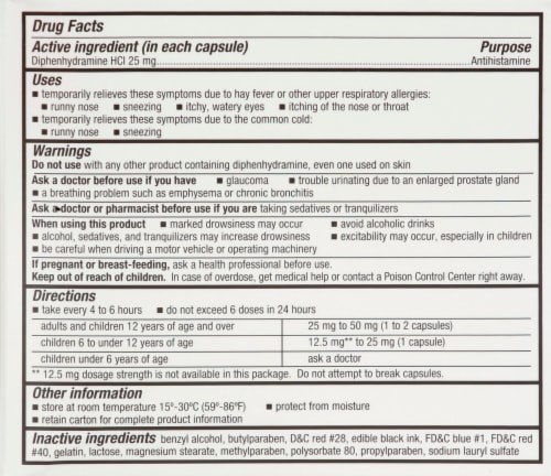 Harris Teeter® Allergy Relief 25mg Capsules Perspective: back