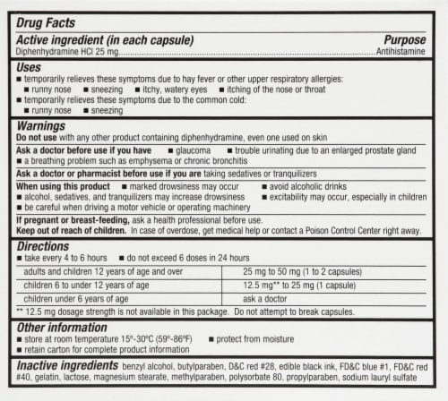 Harris Teeter® Allergy Relief 25mg Capsules Perspective: back