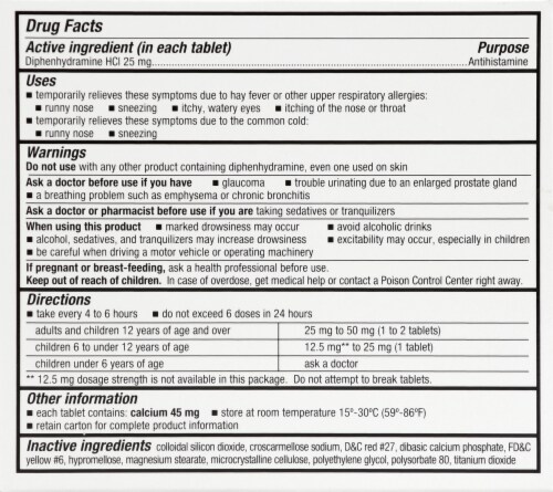 Harris Teeter® Allergy Relief 25mg Tablets Perspective: back