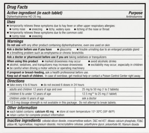 Harris Teeter® Allergy Relief 25mg Tablets Perspective: back
