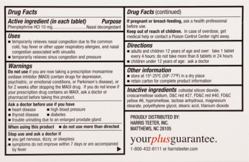 Harris Teeter® Maximum Strength Non-Drowsy Congestion PE Nasal Decongestant Tablets Perspective: back