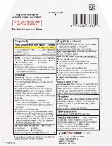 Harris Teeter™ Mucus Relief Severe Cold Caplets Perspective: back