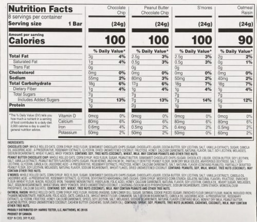 Harris Teeter Chewy Granola Bars Variety Pack Perspective: back