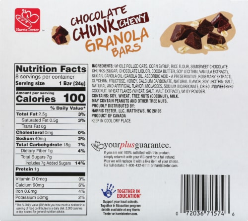 Harris Teeter Chocolate Chunk Chewy Granola Bars Perspective: back