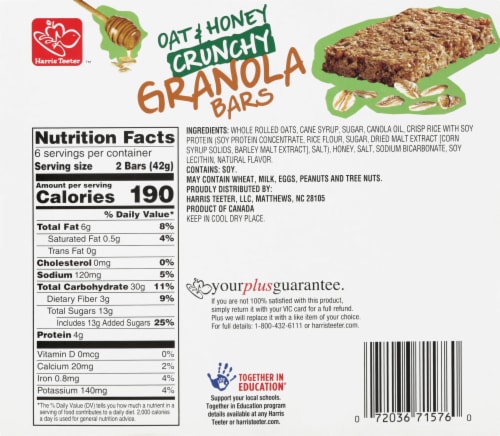 Harris Teeter Oat & Honey Crunchy Granola Bars Perspective: back