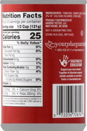 Harris Teeter™ No Salt Added Petite Diced Tomatoes Perspective: back