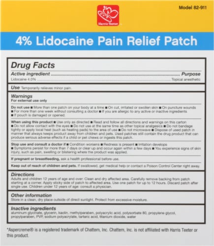 Harris Teeter™ Lidocaine Flexible Pain Relief Patch Perspective: back