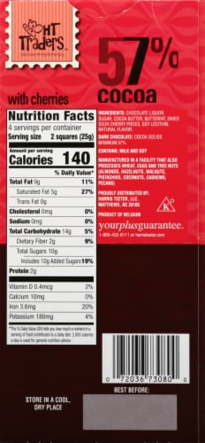 Harris Teeter™ 57% Cocoa Belgian Dark Chocolate with Cherries Perspective: back