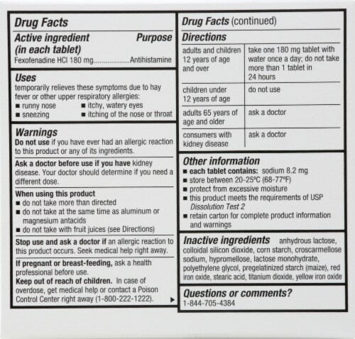 Harris Teeter™ Non-Drowsy Allergy Relief Perspective: back